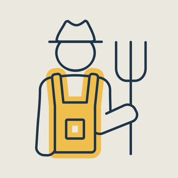 Farmer Tenant Fourche Icône Vectorielle Isolée Symbole Graphique Pour Agriculture — Image vectorielle