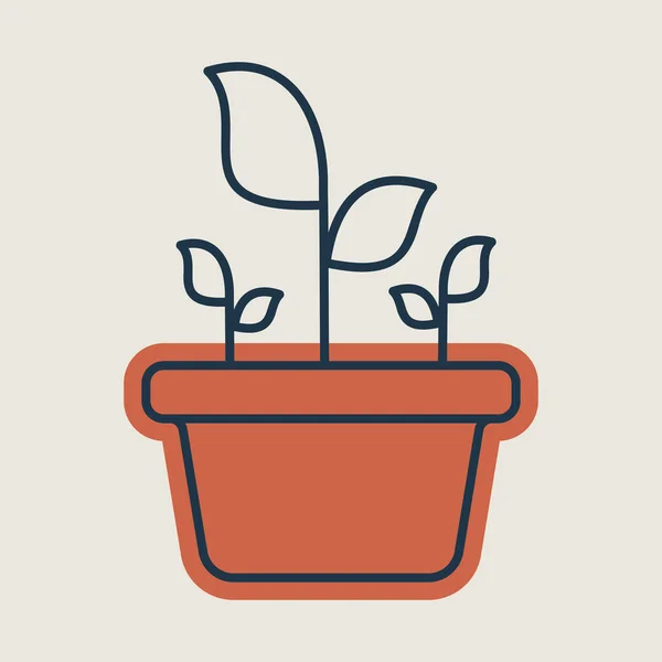 盆栽在孤立的病媒图标中 园林植物网站和应用程序设计 用户界面的图形符号 — 图库矢量图片