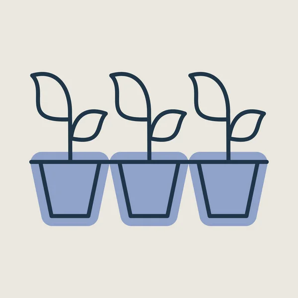 Seedlings Young Plants Growing Plastic Pot Vector Icon Graph Symbol — Stock Vector