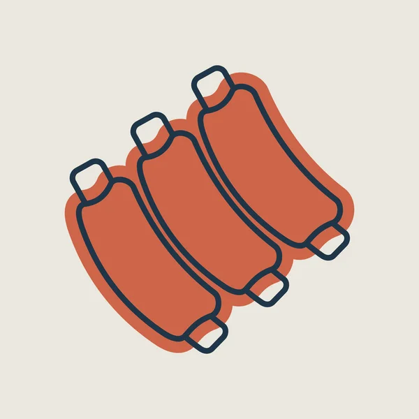Ribs Food Meat Vector Isolated Icon Farm Animal Sign Graph — Archivo Imágenes Vectoriales