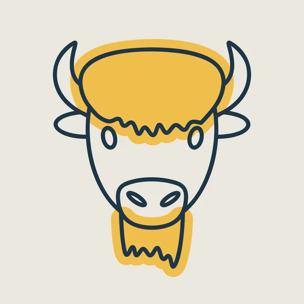 Búfalo Bisonte Icono Aislado Buey Animal Cabeza Vector Signo Agricultura — Archivo Imágenes Vectoriales
