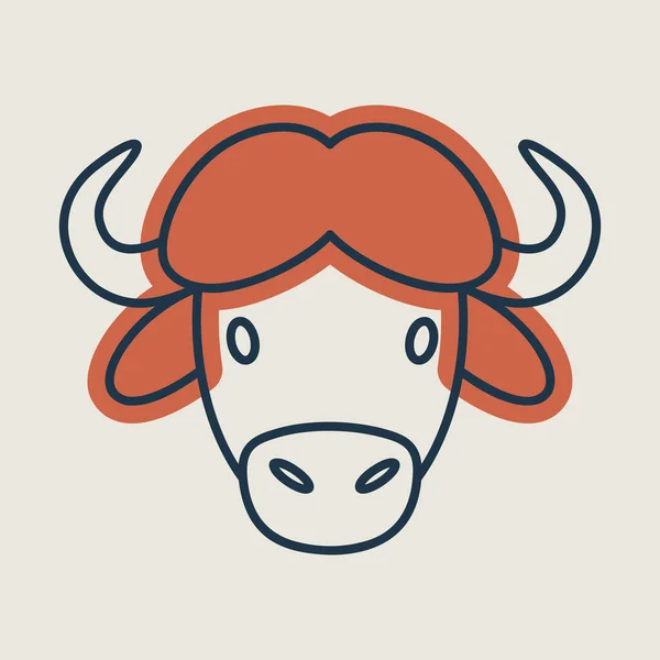 Búfalo Bisonte Aislado Icono Buey Animal Cabeza Vector Signo Agricultura — Vector de stock