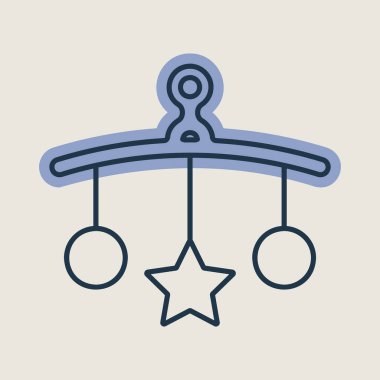 Bebek beşiği asılı oyuncak vektör ikonu. Çocuklar ve yeni doğmuş bebekler için grafik sembolü Web sitesi ve uygulama tasarımı, logo, uygulama, UI