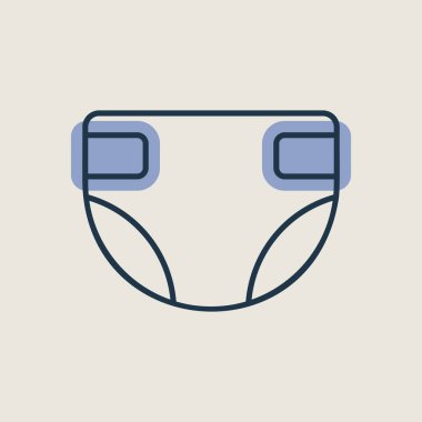 Bebek bezi tasarımı ikonu izole edildi. Çocuklar ve yeni doğmuş bebekler için grafik sembolü Web sitesi ve uygulama tasarımı, logo, uygulama, UI