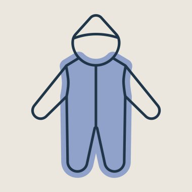 Bebek giysisi izole edilmiş vektör ikonu. Bebek Romper. Çocuklar ve yeni doğmuş bebekler için grafik sembolü Web sitesi ve uygulama tasarımı, logo, uygulama, UI