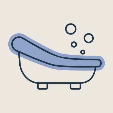 Küçük şirin bebek banyosu izole edilmiş vektör ikonu. Çocuklar ve yeni doğmuş bebekler için grafik sembolü Web sitesi ve uygulama tasarımı, logo, uygulama, UI
