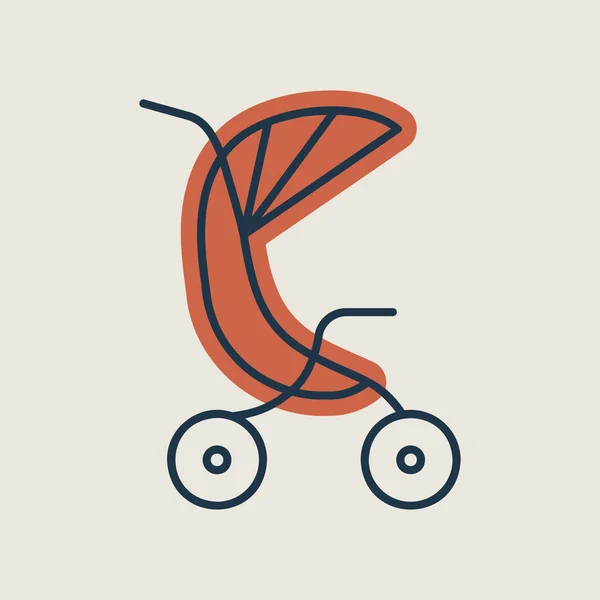 Kinderwagen Baby Wagen Isoliert Vektor Symbol Grafik Symbol Für Kinder — Stockvektor