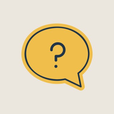 Soru işareti simgesi olan konuşma balonu. E-ticaret tabelası. Web sitenizin tasarımı için grafik sembolü, logo, uygulama, UI. Vektör illüstrasyonu, EPS10.