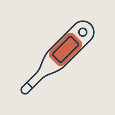 Elektronik tıbbi termometre izole vektör ikonu. İlaç ve tıbbi destek işareti. Tıbbi web sitesi ve uygulama tasarımı için grafik sembolü, logo, uygulama, UI