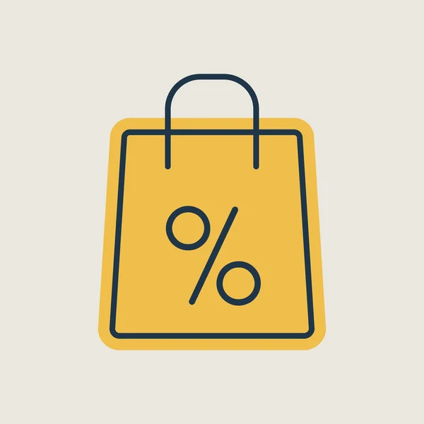 Shopping Bag Con Simbolo Percentuale Icona Vettoriale Commerce Segno Simbolo — Vettoriale Stock
