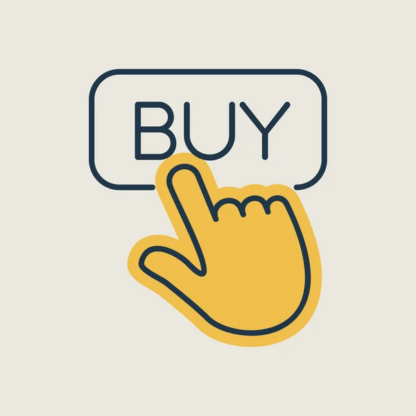 Palcem Wskazującym Kupić Znak Płaska Ikona Znak Commerce Symbol Graficzny — Wektor stockowy