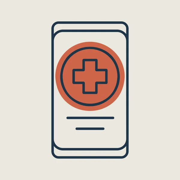 Smartphone Con Icono Vector Cruzado Médico Signo Medicina Apoyo Médico — Vector de stock