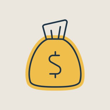 Para Çantası ana hatları simge vektörü. Finansal tabela. Web sitenizin tasarımı için grafik sembolü, logo, uygulama, UI. Vektör illüstrasyonu, EPS10.