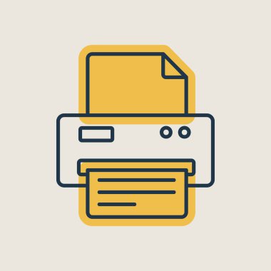 Yazıcı vektör ana hatları simgesi. Ofis işareti. Web sitenizin tasarımı için grafik sembolü, logo, uygulama, UI. Vektör illüstrasyonu