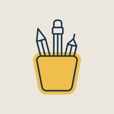 Kalem taslak simgesi. Çalışma alanı tabelası. Web sitenizin tasarımı için grafik sembolü, logo, uygulama, UI. Vektör illüstrasyonu, EPS10.