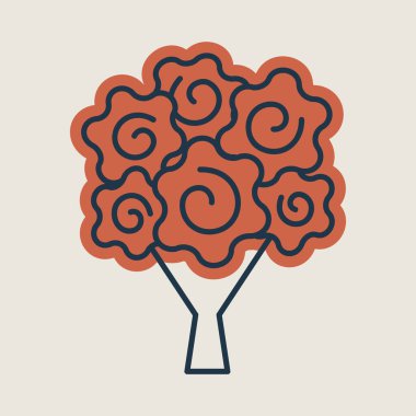 Wedding flower bouquet isolated icon. Vector illustration, romance elements. Sticker, patch, badge, card for marriage, valentine