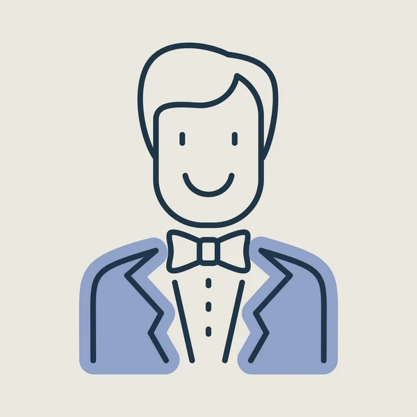 Groom Bridegroom Fiance Man Costume Isolated Icon Vector Illustration Romance — Stock Vector