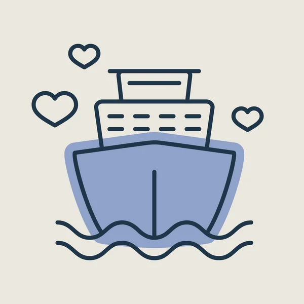 Honeymoon Ship Cruiser Isolated Icon Vector Illustration Romance Elements Sticker — Vetor de Stock