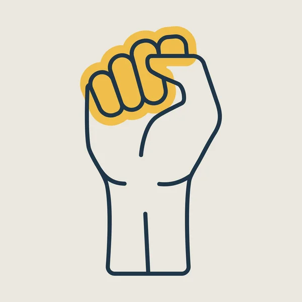 Fist Raised Vector Isolated Icon Demonstration Manifestation Protest Strike Revolution — Vector de stock