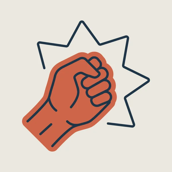 Punch Raised Clenched Fist Vector Isolated Icon Demonstration Protest Strike — Stock Vector