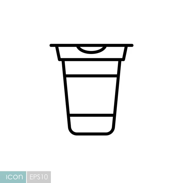 酸奶杯 塑料容器矢量图标 乳制品标志 烹饪网站和应用程序设计 应用程序 用户界面的图形符号 — 图库矢量图片