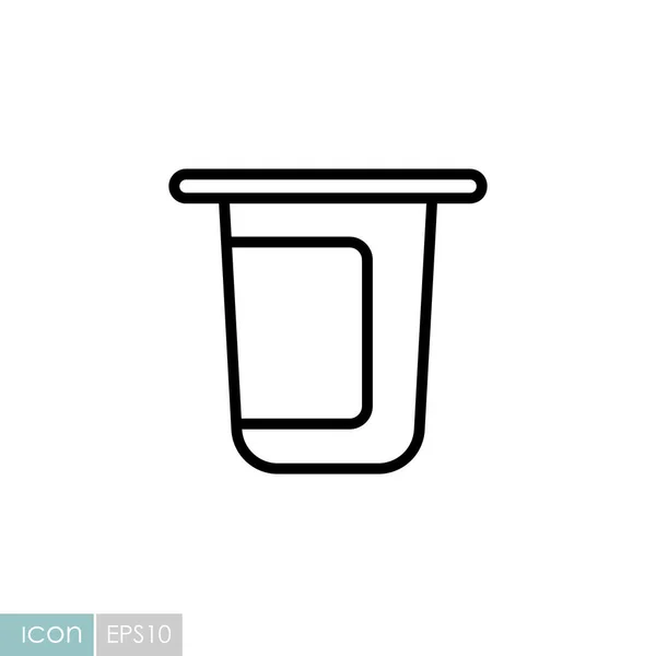 ヨーグルトカップ プラスチック容器ベクターアイコン 乳製品サイン Webサイトとアプリのデザイン アプリ Uiを調理するためのグラフシンボル — ストックベクタ