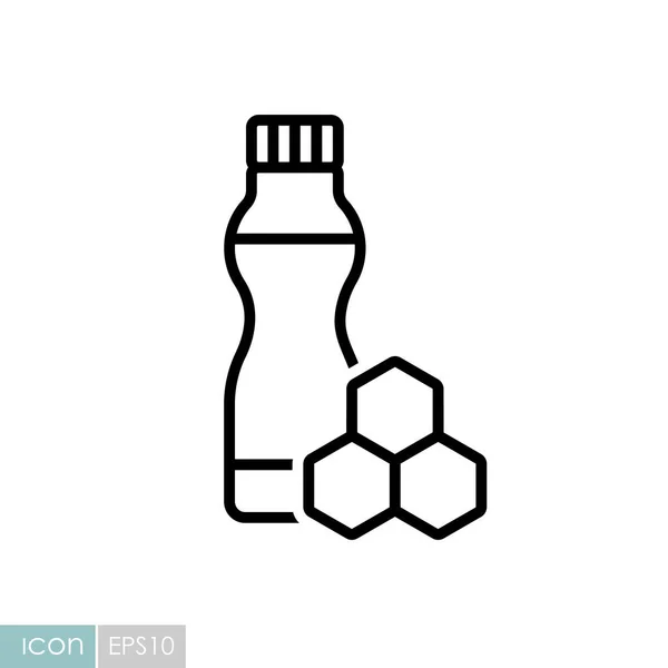Drickbar Yoghurt Flaska Med Smak Honung Vektor Ikon Mjölkproduktskylt Diagram — Stock vektor