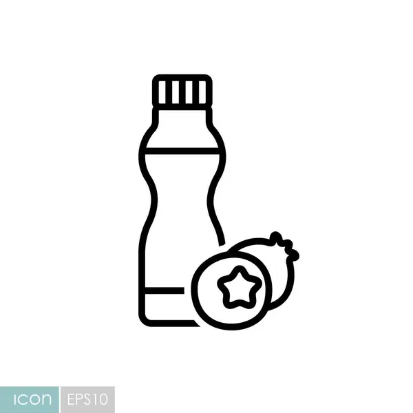 Ποτό Μπουκάλι Γιαούρτι Γεύση Βατόμουρο Διάνυσμα Εικονίδιο Σήμανση Γαλακτοκομικών Προϊόντων — Διανυσματικό Αρχείο