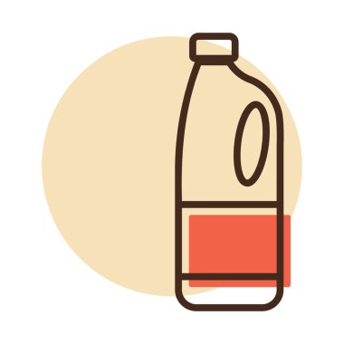 Süt plastik şişe vektör simgesi. Süt ürünleri tabelası. Yemek pişirme web sitesi ve uygulama tasarımı, logo, uygulama, UI için grafik sembolü