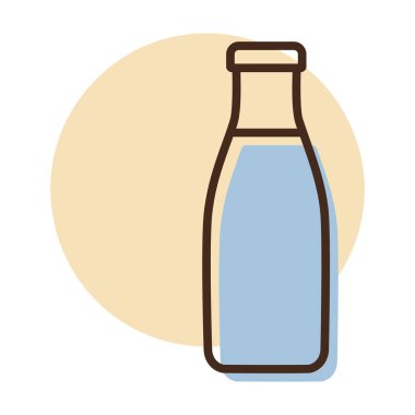 Süt şişesi ikon vektörü. Süt ürünleri tabelası. Yemek pişirme web sitesi ve uygulama tasarımı, logo, uygulama, UI için grafik sembolü