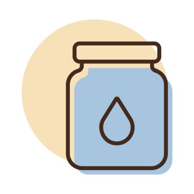 Süt vektör ikonlu cam kavanoz. Süt ürünleri tabelası. Yemek pişirme web sitesi ve uygulama tasarımı, logo, uygulama, UI için grafik sembolü