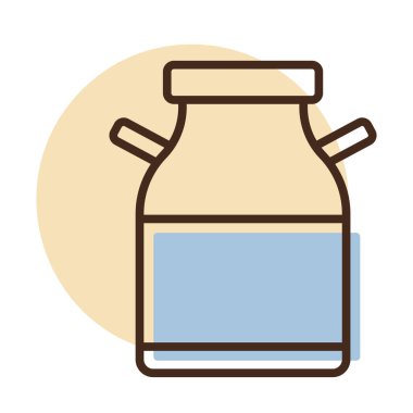 Süt varili vektör simgesi. Süt ürünleri tabelası. Yemek pişirme web sitesi ve uygulama tasarımı, logo, uygulama, UI için grafik sembolü