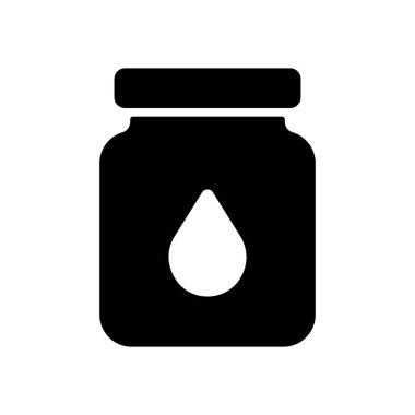 Süt vektörü sembollü cam kavanoz. Süt ürünleri tabelası. Yemek pişirme web sitesi ve uygulama tasarımı, logo, uygulama, UI için grafik sembolü