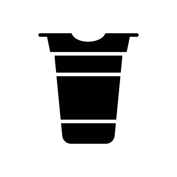 ヨーグルトカップ プラスチック容器ベクトルグリフアイコン 乳製品サイン Webサイトとアプリのデザイン アプリ Uiを調理するためのグラフシンボル — ストックベクタ
