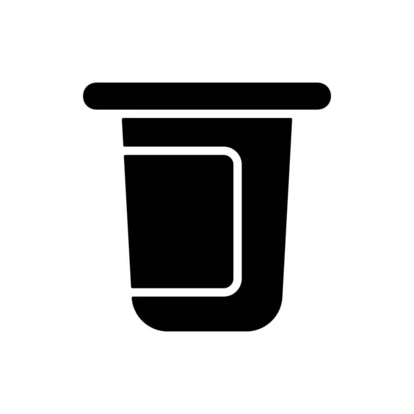 Yoghurtbeker Plastic Container Vector Glyph Icoon Zuivel Product Teken Grafiek — Stockvector