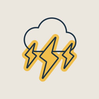 Fırtına bulutu vektör simgesi. Yağmur fırtınası sembolü. Meteoroloji işareti. Seyahat, turizm ve hava durumu web sitesi ve uygulama tasarımı, logo, uygulama, UI için grafik sembolü