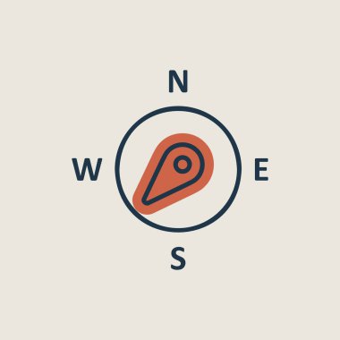 Pusula rüzgar gül vektör simgesi. Güneybatıya doğru. Meteoroloji işareti. Seyahat, turizm ve hava durumu web sitesi ve tasarım, logo, uygulama, UI için grafik sembolü