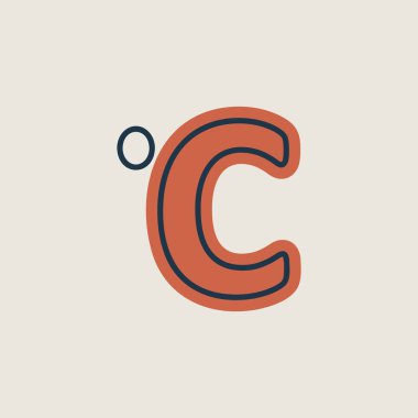 Celsius derece vektör ikonu. Meteoroloji işareti. Seyahat, turizm ve hava durumu web sitesi ve uygulama tasarımı, logo, uygulama, UI için grafik sembolü