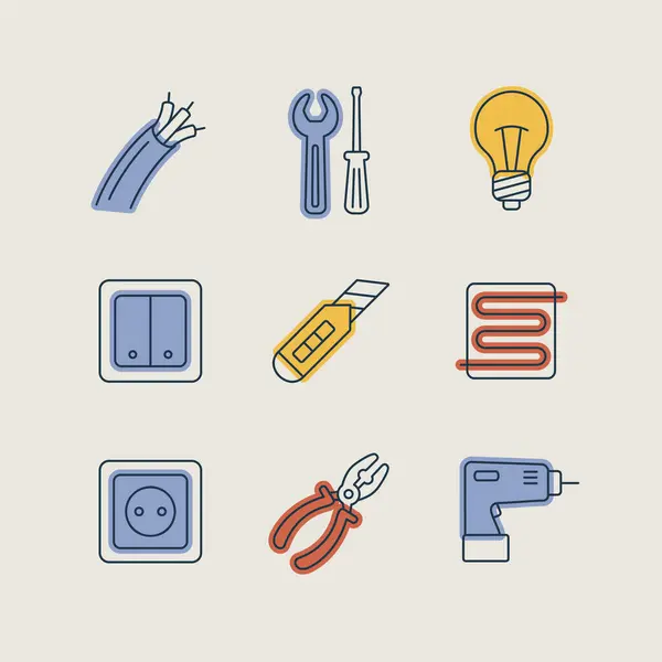 Home Repair Electric Vector Icons Set Graph Symbol Your Web — Stock Vector