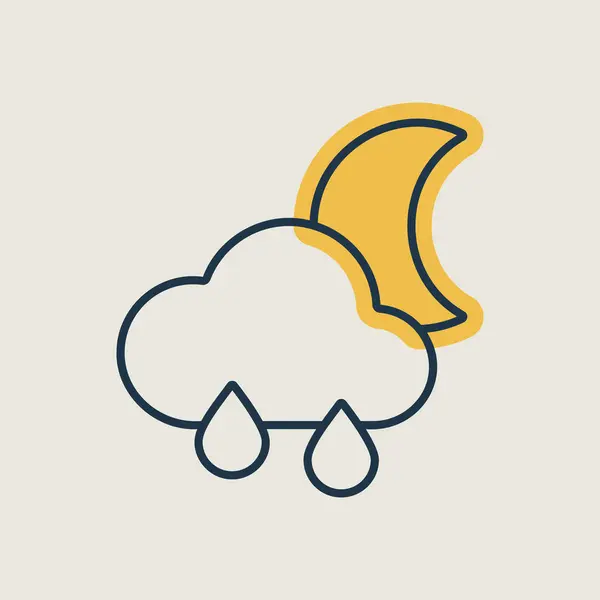 Raincloud Raindrops Moon Vector Icon Meteorology Sign Graph Symbol Travel — Stock Vector