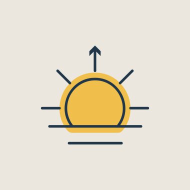 Gün doğumu vektör simgesi. Meteoroloji işareti. Seyahat, turizm ve hava durumu web sitesi ve uygulama tasarımı, logo, uygulama, UI için grafik sembolü