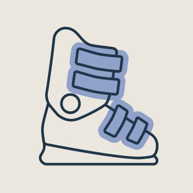 Kayak botları vektör simgesi izole edildi. Kış işareti. Seyahat ve turizm web sitesi ve uygulama tasarımı, logo, uygulama, UI için grafik sembolü