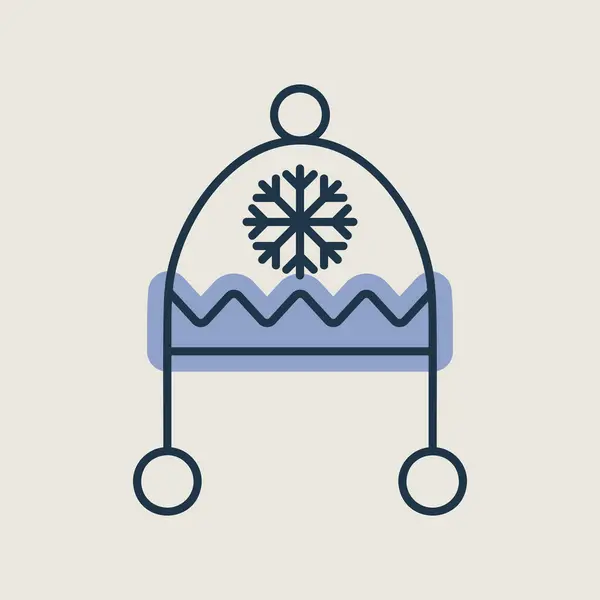 Chapéu Inverno Com Floco Neve Pompom Ícone Vetor Isolado Sinal —  Vetores de Stock