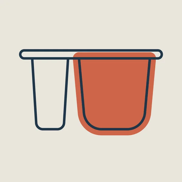 Joghurt Csésze Műanyag Tartály Vektor Ikon Tejtermék Megjelölés Grafikus Szimbólum — Stock Vector