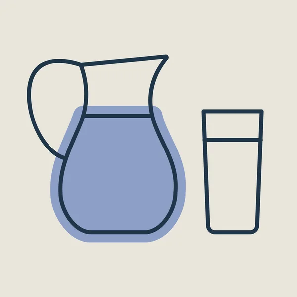 Γάλα Κανάτα Και Ποτήρι Γάλα Διάνυσμα Εικονίδιο Σήμανση Γαλακτοκομικών Προϊόντων — Διανυσματικό Αρχείο