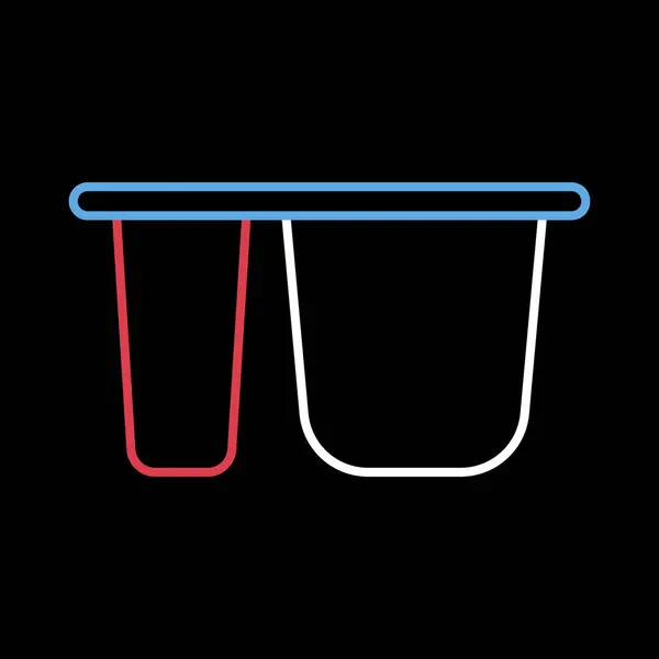 酸奶杯 黑色背景图标上的塑料容器向量 乳制品标志 烹饪网站和应用程序设计 应用程序 用户界面的图形符号 — 图库矢量图片
