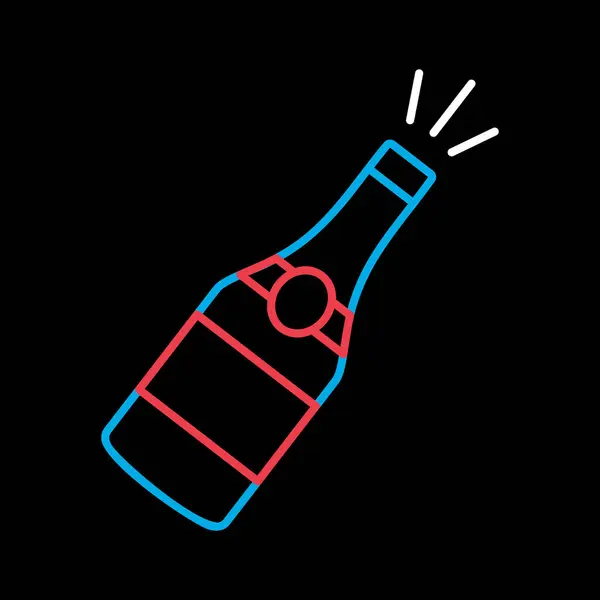 Бутылка Шампанского Изолирована Черном Фоне Векторная Иллюстрация Элементы Романтики Стикер — стоковый вектор