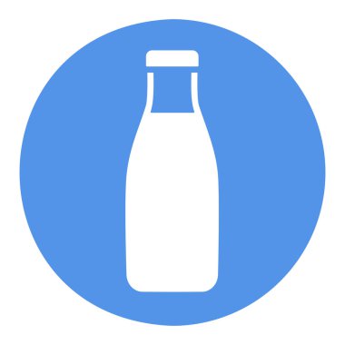 Süt şişesi ikon vektörü. Süt ürünleri tabelası. Yemek pişirme web sitesi ve uygulama tasarımı, logo, uygulama, UI için grafik sembolü