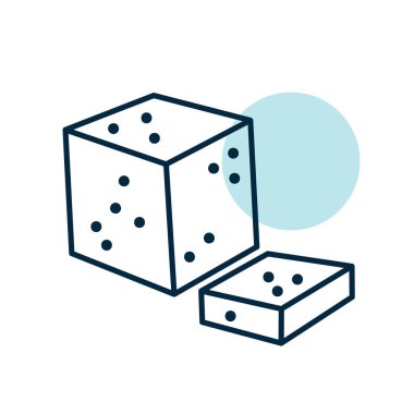 Feta peyniri küp vektör simgesi. Süt ürünleri tabelası. Yemek pişirme web sitesi ve uygulama tasarımı, logo, uygulama, UI için grafik sembolü