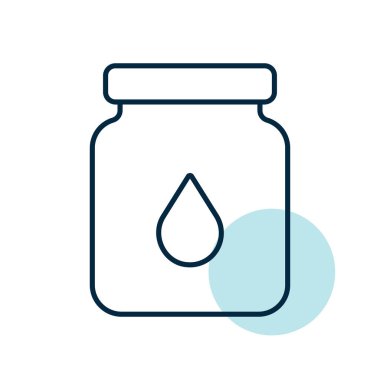 Süt vektör ikonlu cam kavanoz. Süt ürünleri tabelası. Yemek pişirme web sitesi ve uygulama tasarımı, logo, uygulama, UI için grafik sembolü